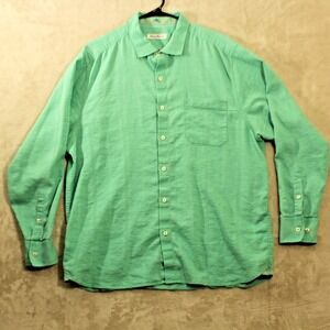 Tommy Bahama Mens Long Sleeve Button Down Green Size XL